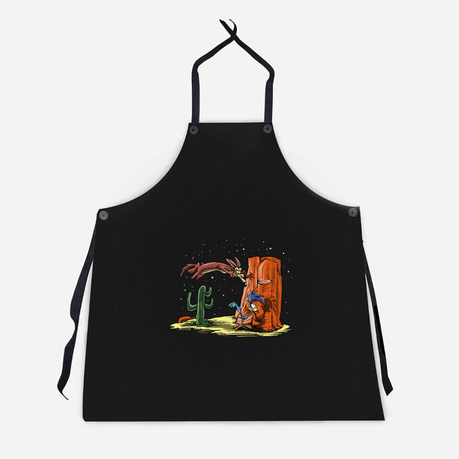 Runner And Wile E-unisex kitchen apron-zascanauta