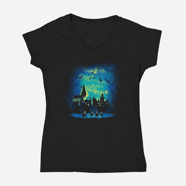 Wizard School-womens v-neck tee-dalethesk8er