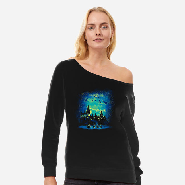 Wizard School-womens off shoulder sweatshirt-dalethesk8er