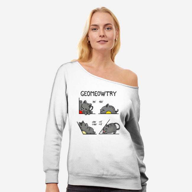 Geomeowtrical-womens off shoulder sweatshirt-Vallina84