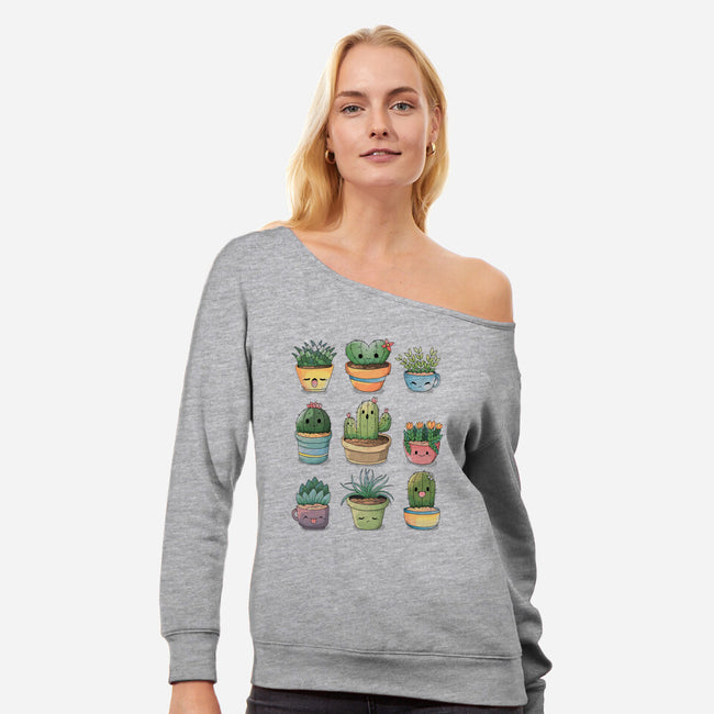 Grass Plant-womens off shoulder sweatshirt-Vallina84