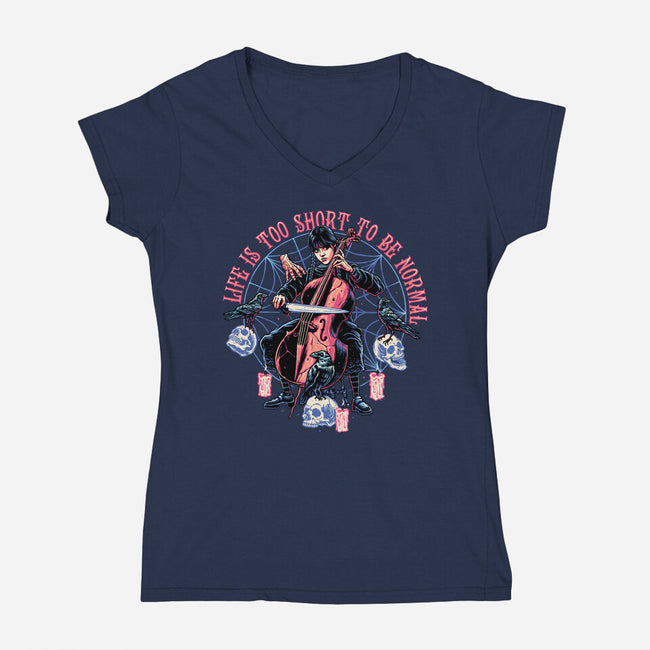 Playing The Cello-womens v-neck tee-momma_gorilla
