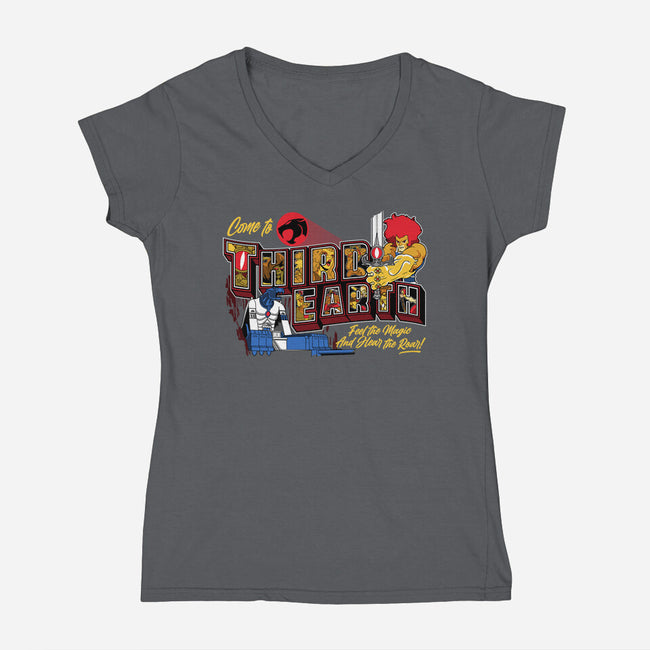 Hear The Roar At Third Earth-womens v-neck tee-goodidearyan
