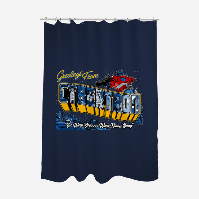 Greetings From Cyberplanet-none polyester shower curtain-goodidearyan