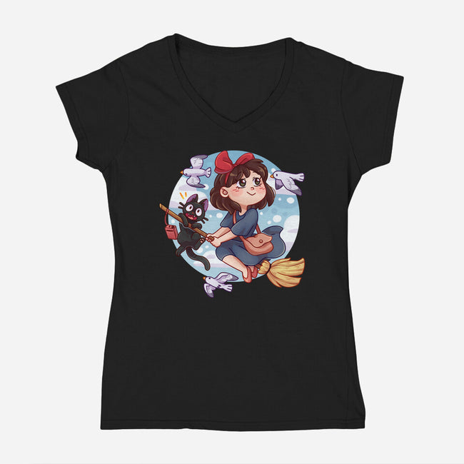Kiki And Jiji-womens v-neck tee-Zaia Bloom