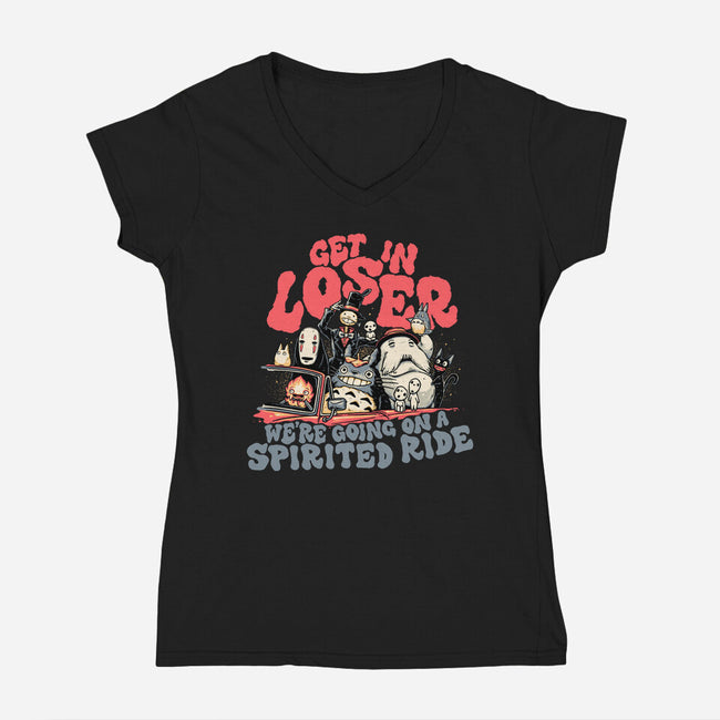 Spirited Ride-womens v-neck tee-momma_gorilla