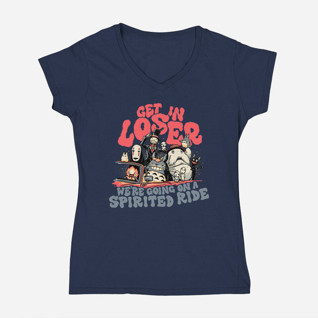 Spirited Ride-womens v-neck tee-momma_gorilla