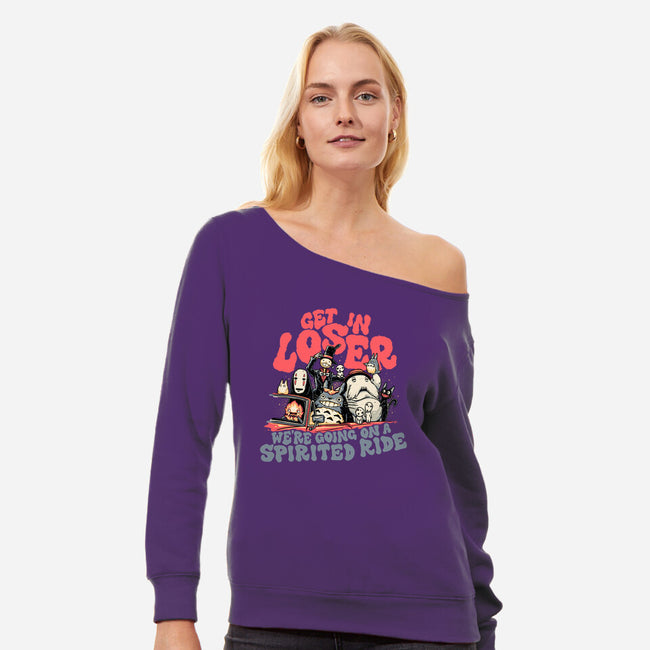 Spirited Ride-womens off shoulder sweatshirt-momma_gorilla