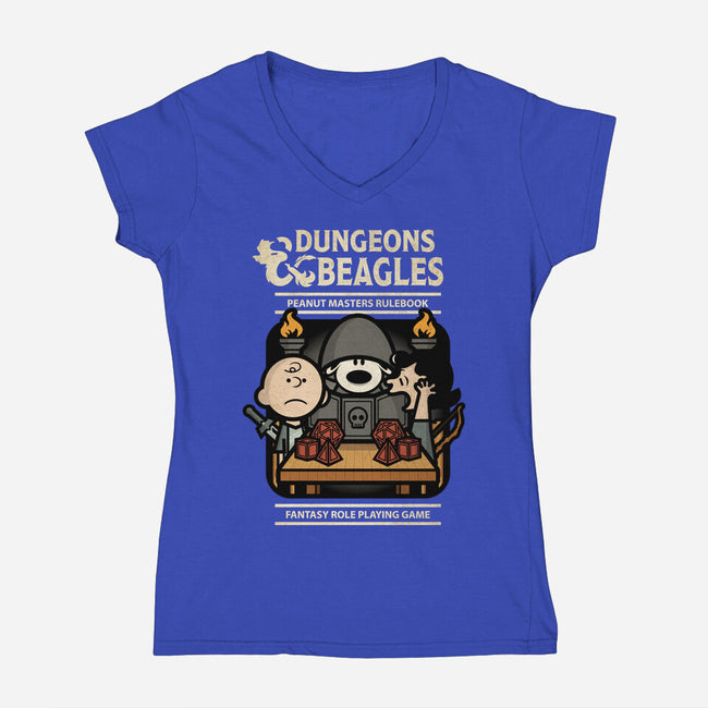 Dungeons and Beagles-womens v-neck tee-jrberger