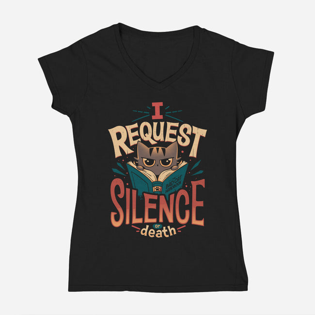 I Request Silence-womens v-neck tee-Snouleaf