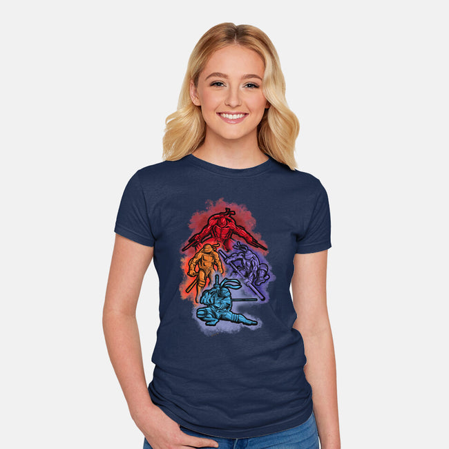 Colorful Turtles-womens fitted tee-nickzzarto