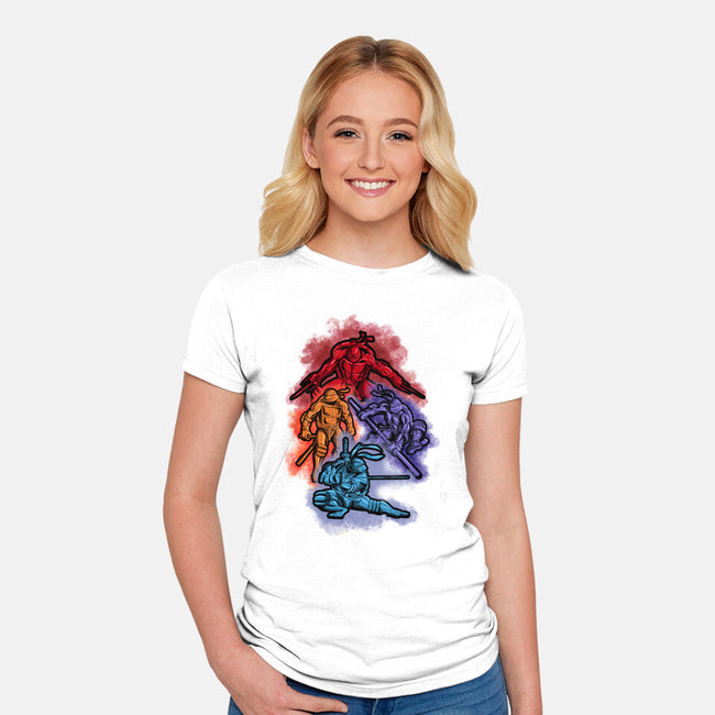 Colorful Turtles-womens fitted tee-nickzzarto