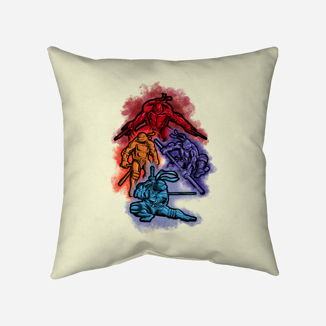 Colorful Turtles-none removable cover w insert throw pillow-nickzzarto