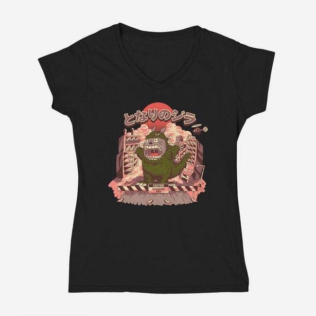 My Neighbor Zilla Kaiju-womens v-neck tee-daizzystudio