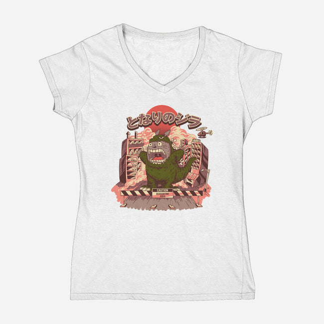 My Neighbor Zilla Kaiju-womens v-neck tee-daizzystudio