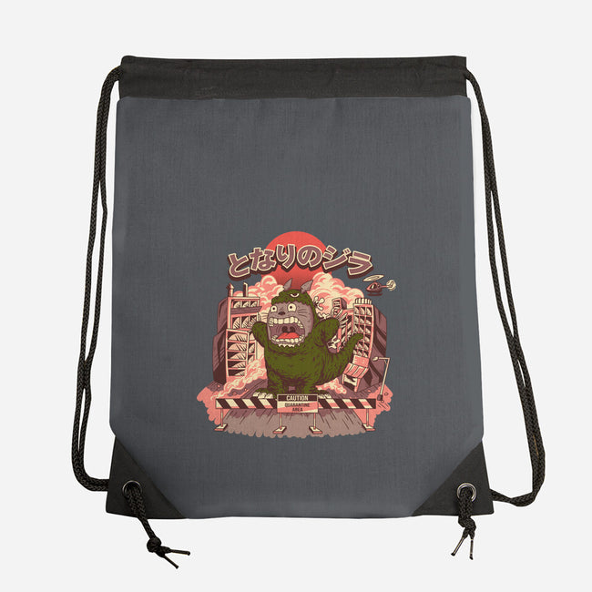 My Neighbor Zilla Kaiju-none drawstring bag-daizzystudio