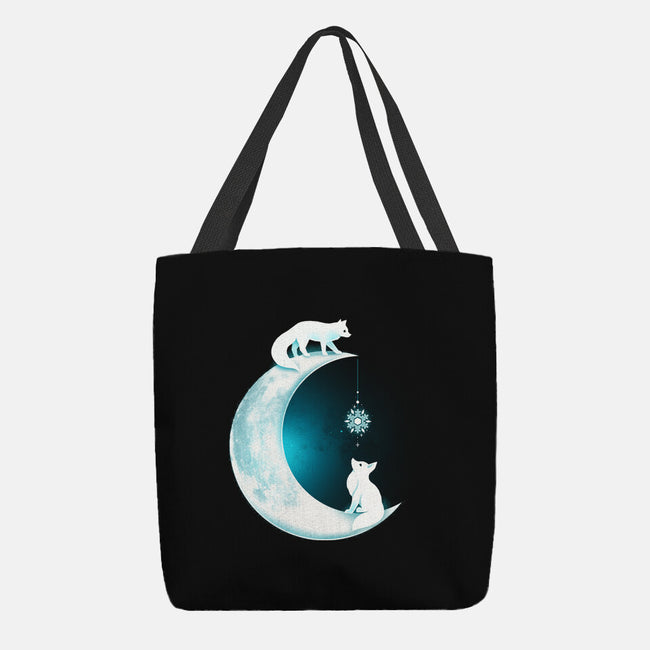 White Fox Moon-none basic tote bag-Vallina84