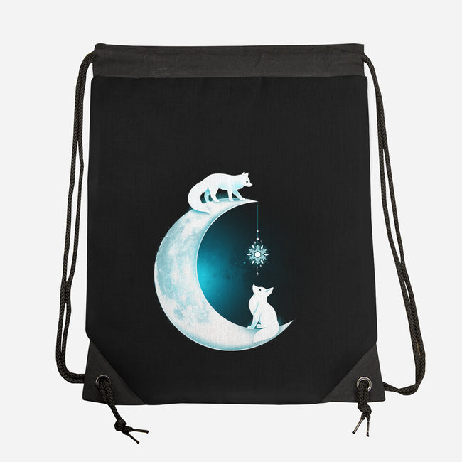 White Fox Moon-none drawstring bag-Vallina84