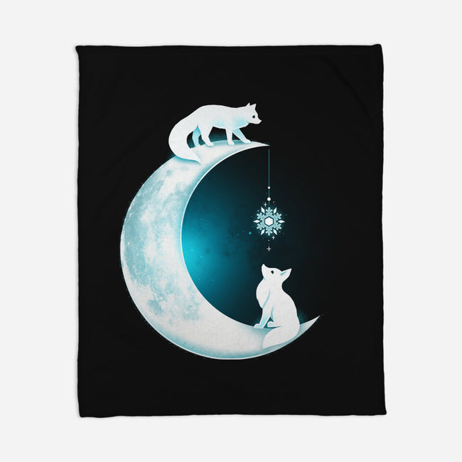 White Fox Moon-none fleece blanket-Vallina84