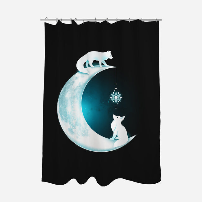 White Fox Moon-none polyester shower curtain-Vallina84