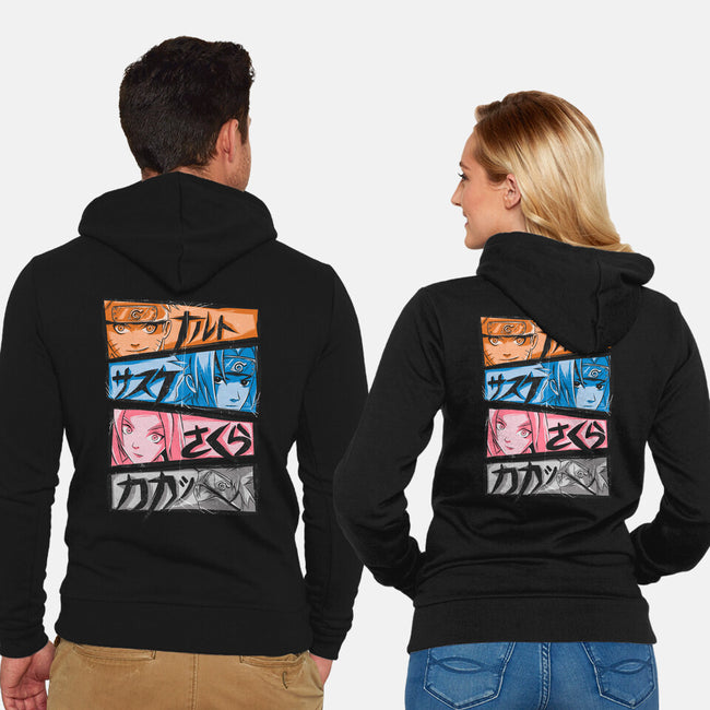 Ninja Faces-unisex zip-up sweatshirt-Conjura Geek