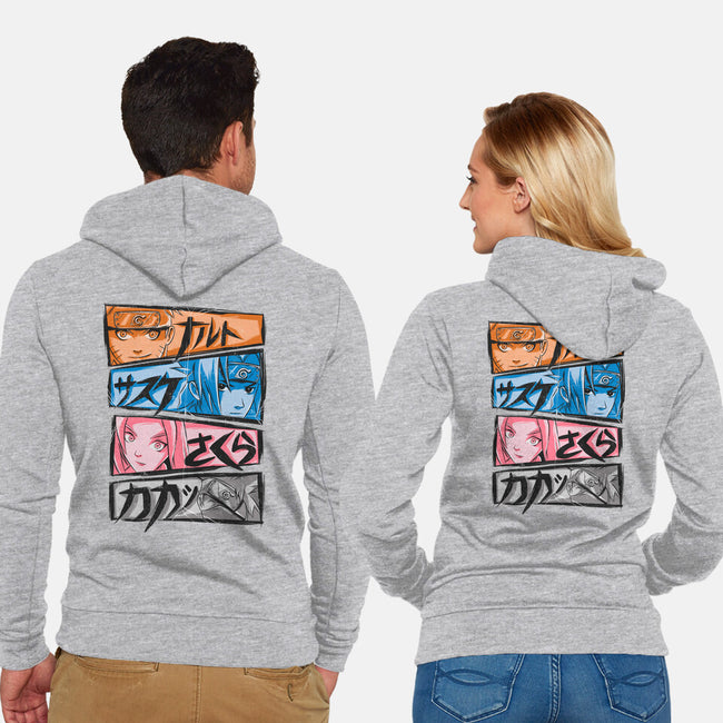 Ninja Faces-unisex zip-up sweatshirt-Conjura Geek