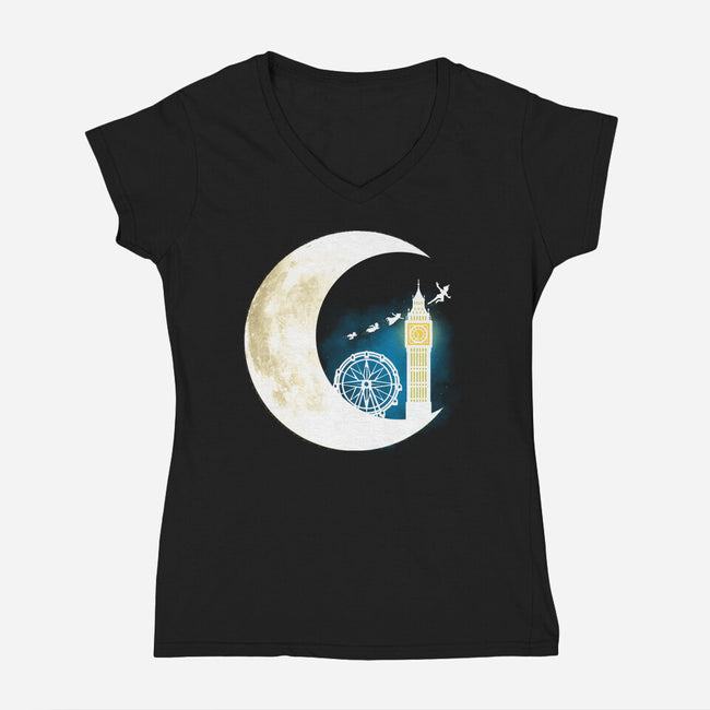 Never Grow Moon-womens v-neck tee-Vallina84