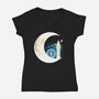Never Grow Moon-womens v-neck tee-Vallina84