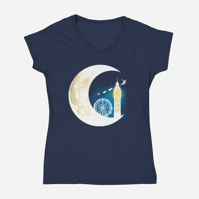 Never Grow Moon-womens v-neck tee-Vallina84