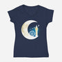 Never Grow Moon-womens v-neck tee-Vallina84