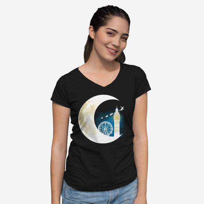 Never Grow Moon-womens v-neck tee-Vallina84