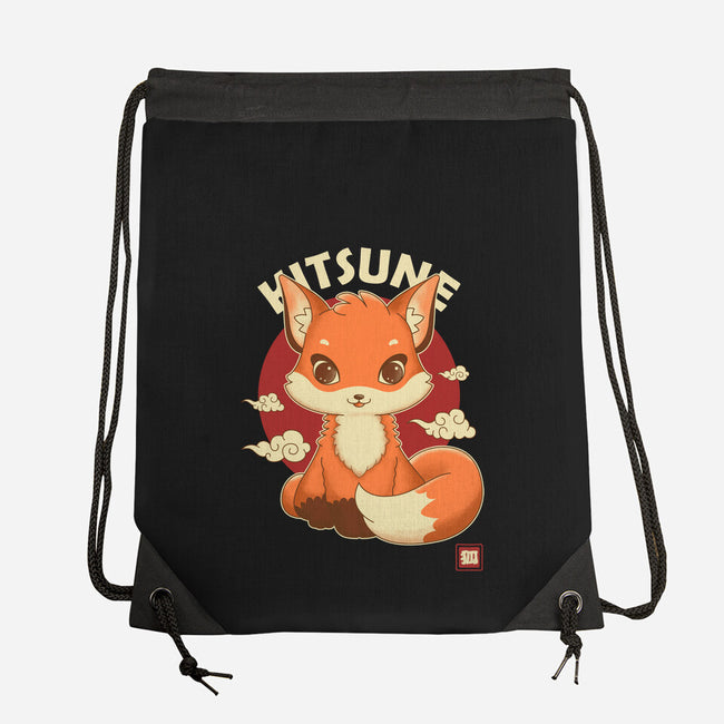 Kawaii Kitsune-none drawstring bag-retrodivision