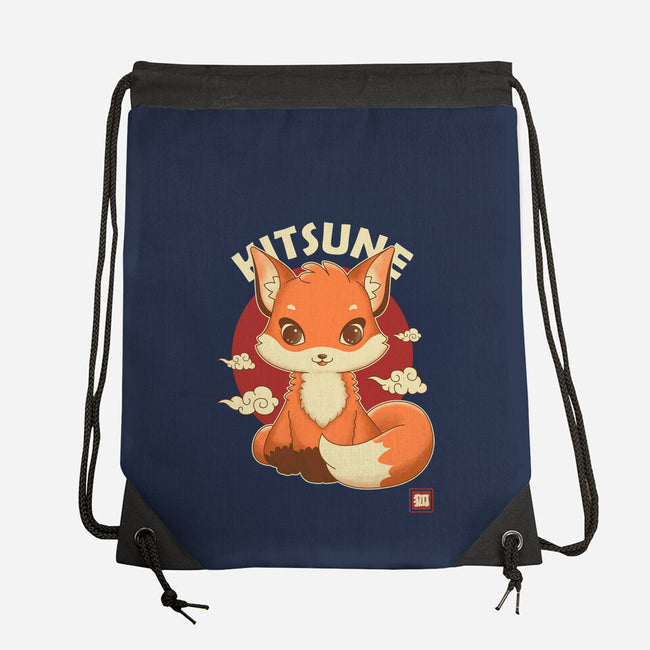 Kawaii Kitsune-none drawstring bag-retrodivision