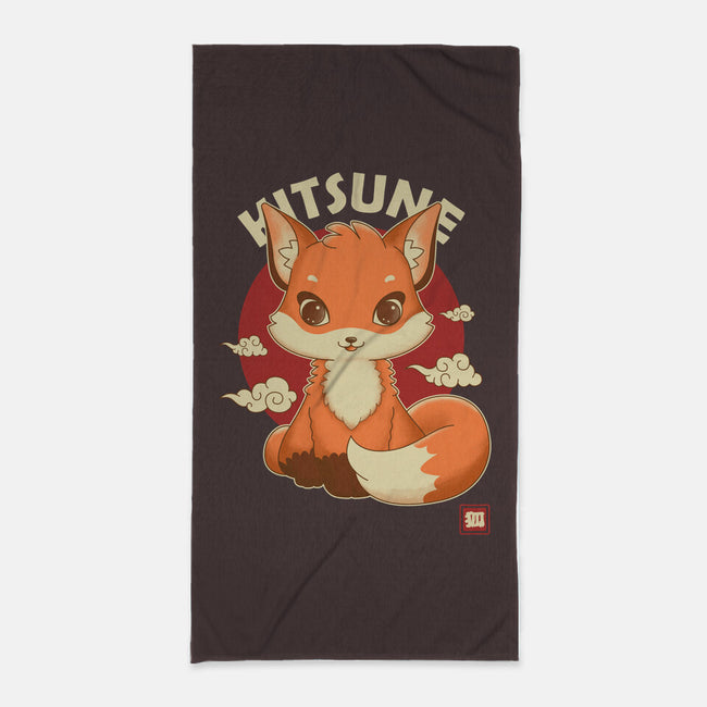 Kawaii Kitsune-none beach towel-retrodivision