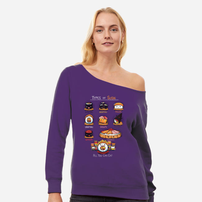 Sushi Type-womens off shoulder sweatshirt-Vallina84