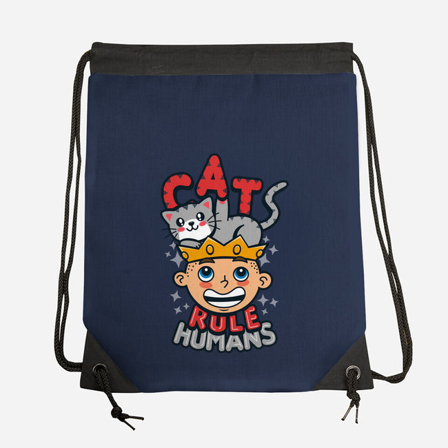 Cats Rule Humans-none drawstring bag-Boggs Nicolas