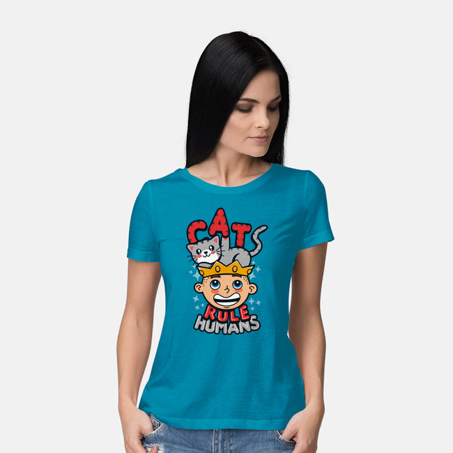 Cats Rule Humans-womens basic tee-Boggs Nicolas