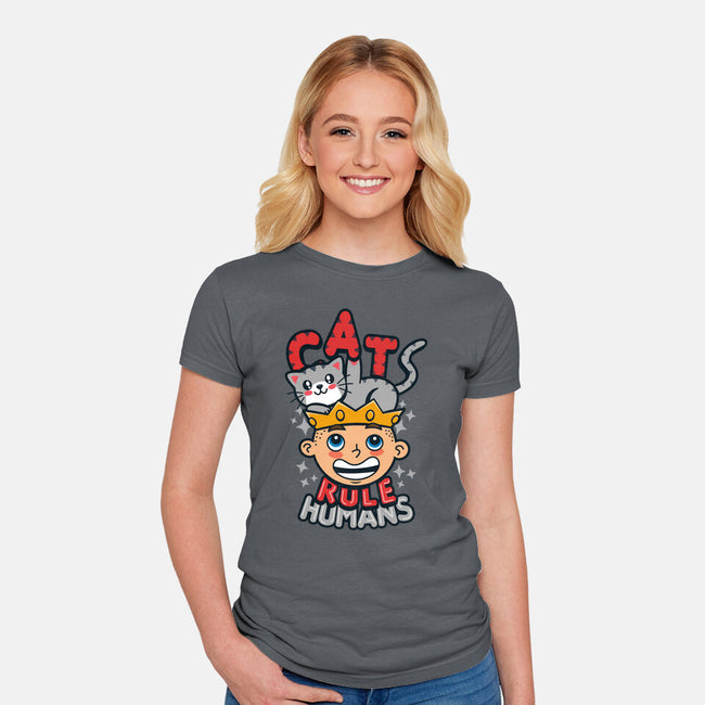 Cats Rule Humans-womens fitted tee-Boggs Nicolas