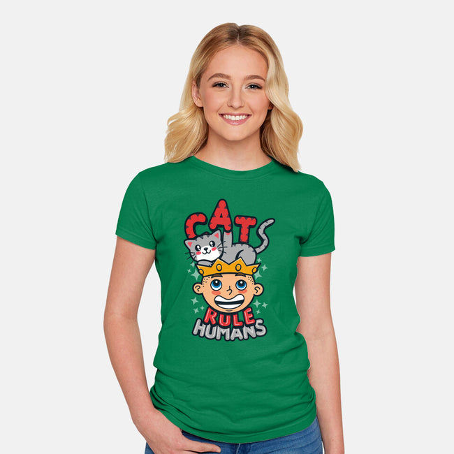 Cats Rule Humans-womens fitted tee-Boggs Nicolas