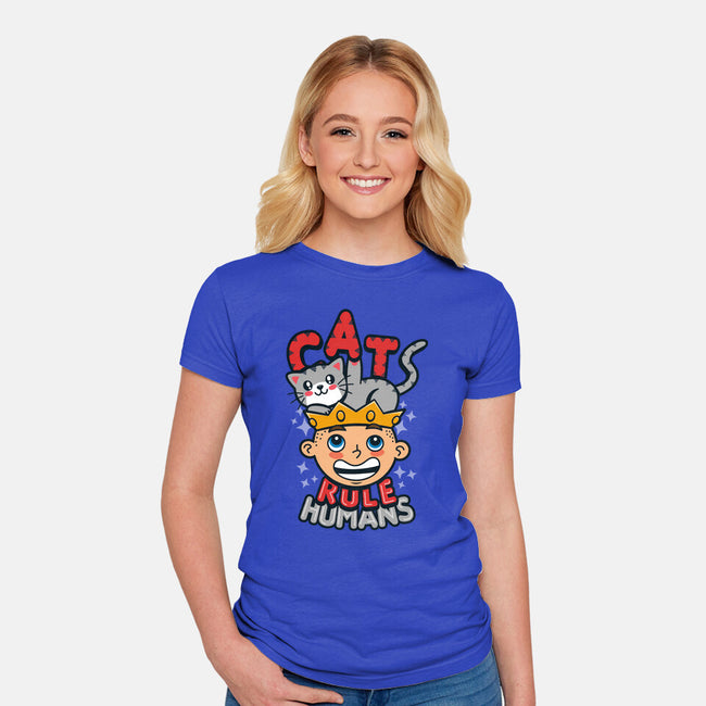 Cats Rule Humans-womens fitted tee-Boggs Nicolas