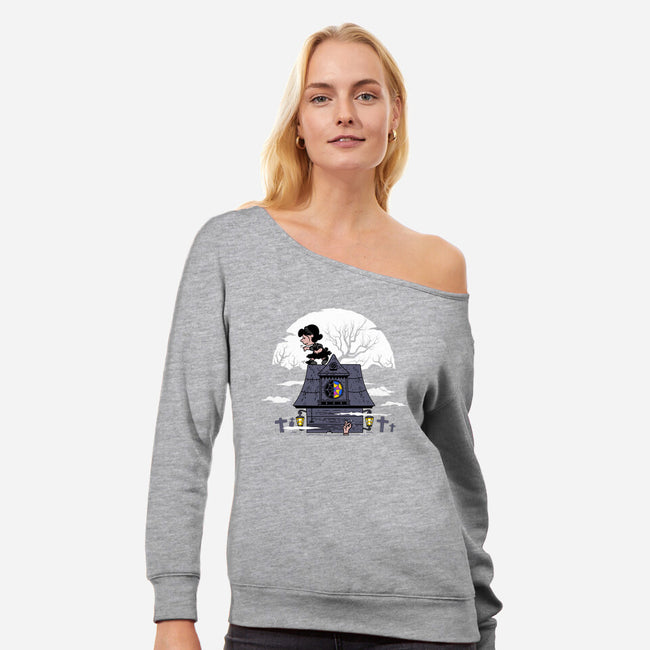 Wednutsday-womens off shoulder sweatshirt-rocketman_art