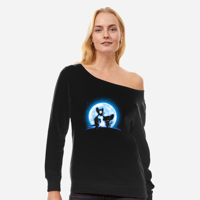 Moonlight Domination-womens off shoulder sweatshirt-fanfreak1