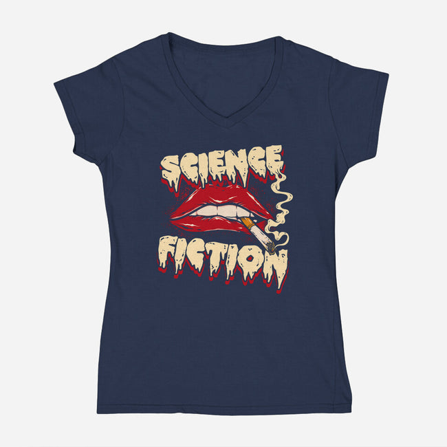 Science Fiction-womens v-neck tee-Green Devil