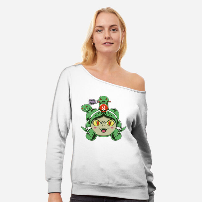 Gorgon Head-womens off shoulder sweatshirt-Alundrart