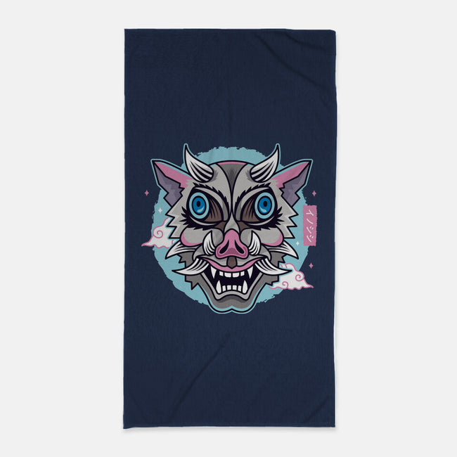 Boar Oni Mask-none beach towel-Logozaste