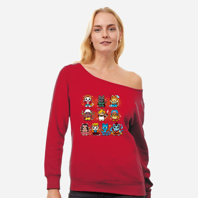 Pirate Kittens-womens off shoulder sweatshirt-Vallina84