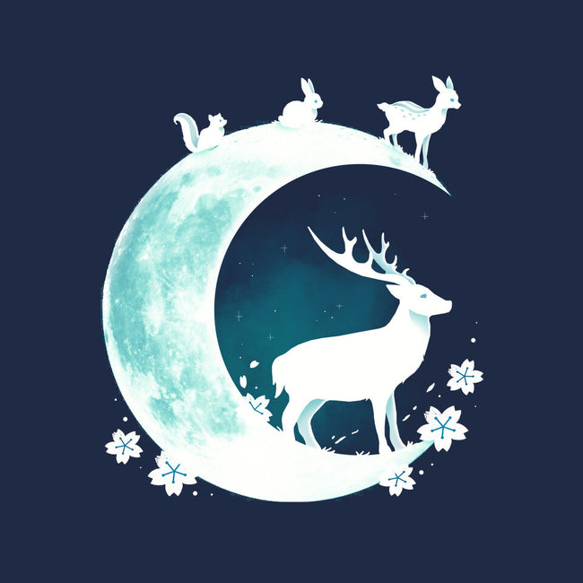 Deer Moon-none polyester shower curtain-Vallina84
