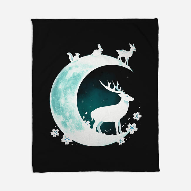 Deer Moon-none fleece blanket-Vallina84