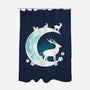 Deer Moon-none polyester shower curtain-Vallina84