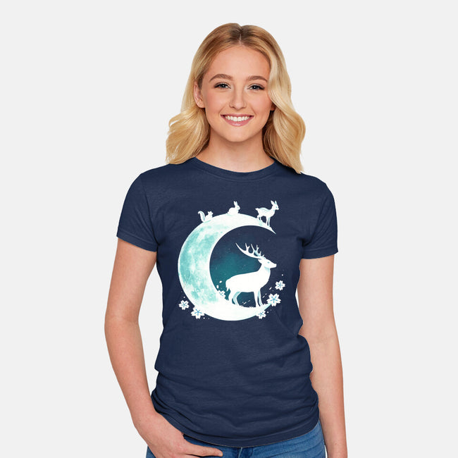 Deer Moon-womens fitted tee-Vallina84